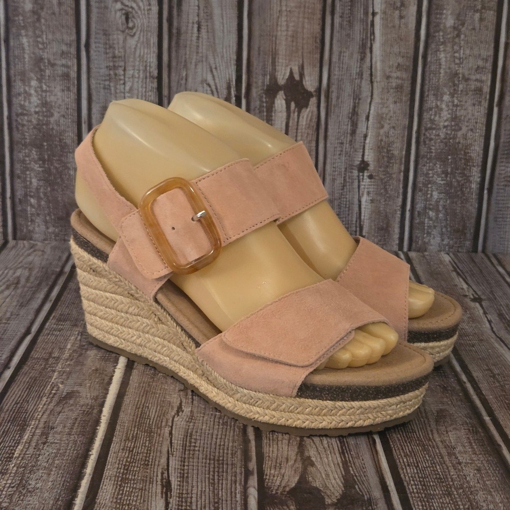 Sz 7 Aetrex Ashley Pink Suede Comfort Espadrille Wedge Sandals Worn 1X!